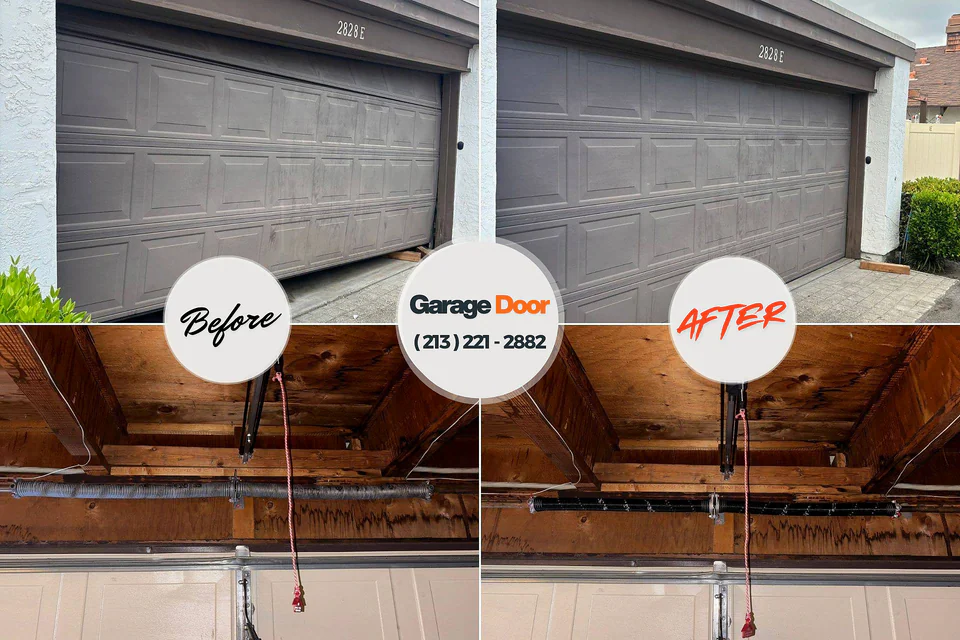 Before and after: garage door repair Veazie, ME